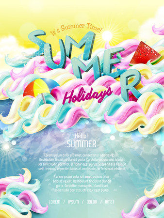 Summer holiday poster design with colorful elementsのイラスト素材