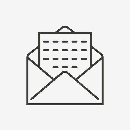open envelope icon of brown outline for illustrationのイラスト素材