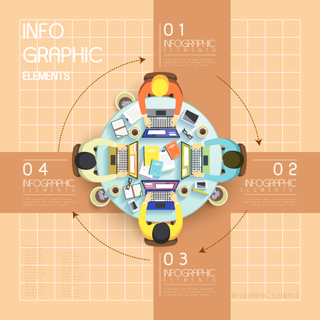 Top view of Teamwork concept flat design with people work togetherのイラスト素材
