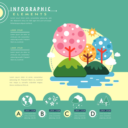 Adorable ecology flat design with eco-friendly town sceneryのイラスト素材