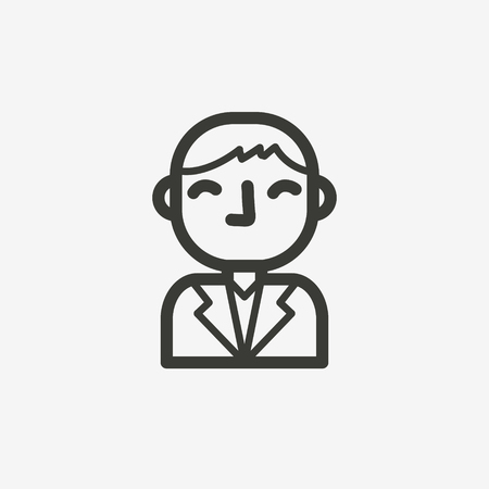 boy avatar icon of brown outline for illustrationのイラスト素材