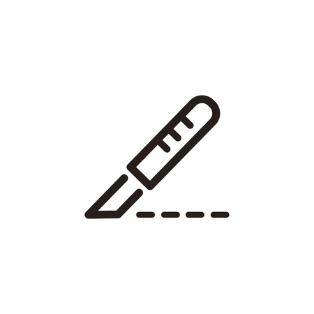 Scalpel cut thin line icon isolated on beige backgroundのイラスト素材