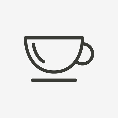 tea cup icon of brown outline for illustrationのイラスト素材