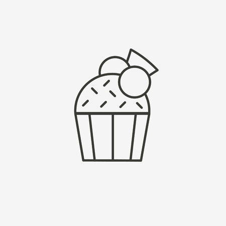cupcake icon of brown outline for illustrationのイラスト素材