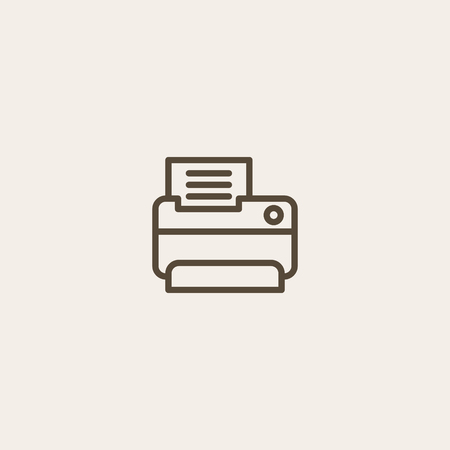fax and print icon in brown outlineのイラスト素材