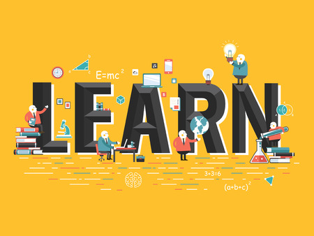 Education concept design, learn words with related elementsのイラスト素材