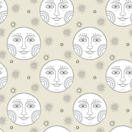 Elegant moon seamless pattern, exquisite and retro style
