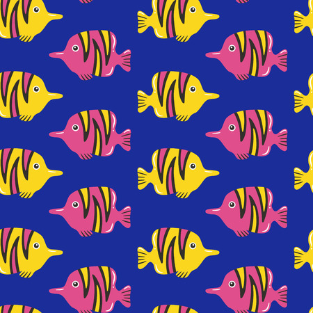Tropical fish seamless pattern, attractive and colorful fishのイラスト素材