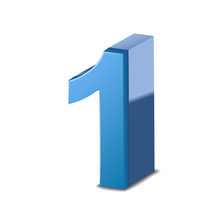 3D image shiny blue number 1 isolated on white backgroundのイラスト素材