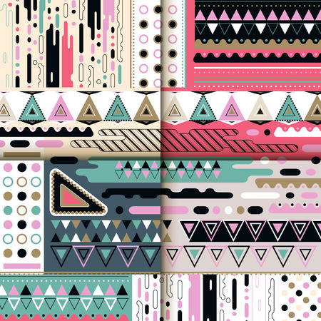 Modern background pattern design set with colorful geometric elementsのイラスト素材