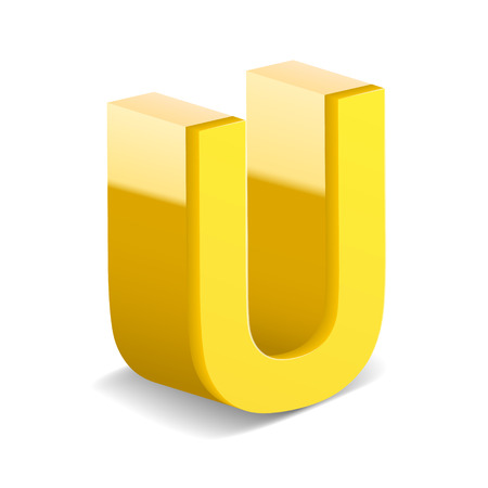 3D image yellow letter U isolated on white backgroundのイラスト素材