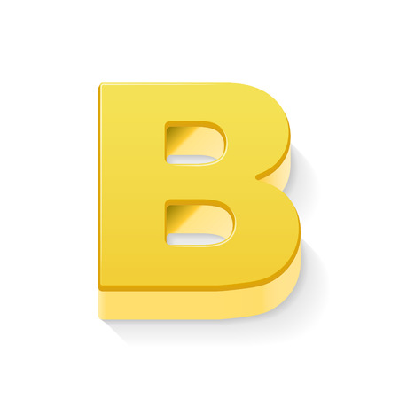 3D image yellow letter B isolated on white backgroundのイラスト素材