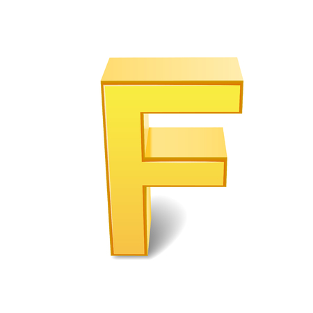 3D image yellow letter F isolated on white backgroundのイラスト素材