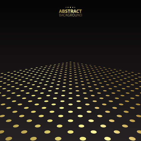 Luxury golden dotted pattern on black background. Stretch road.のイラスト素材