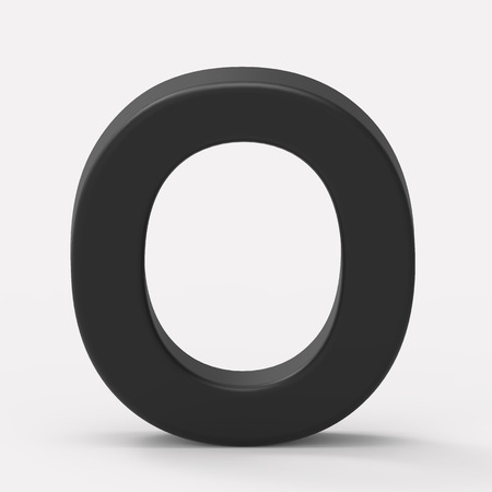 3d black letter O, 3D rendering graphic isolated white backgroundの写真素材