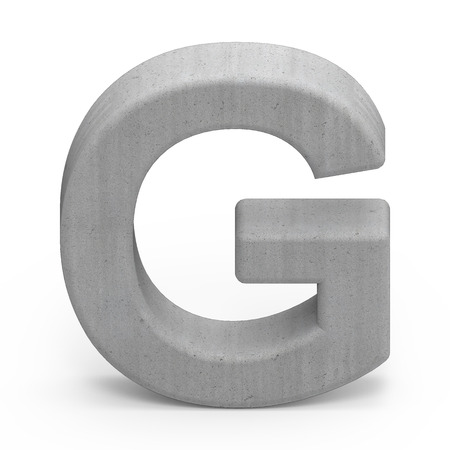 3d gray concrete letter G, 3D rendering graphic isolated on white backgroundの写真素材