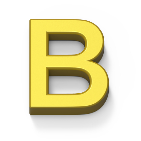 3d Matte gold font B, 3D rendering graphic isolated white backgroundの写真素材