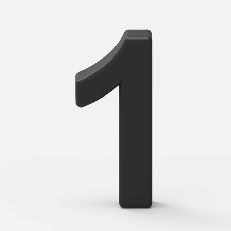 3d black number 1, 3D rendering graphic isolated white background