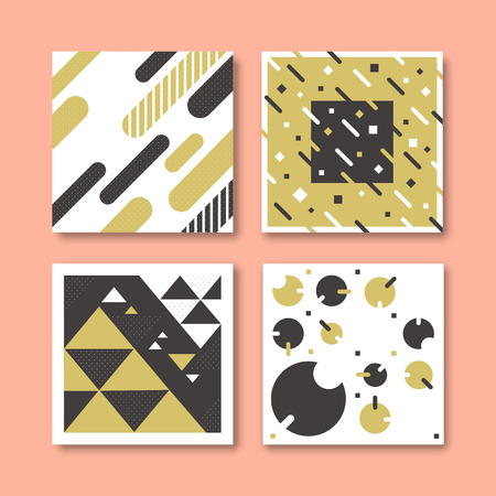 collections of geometric patterns with similiar styles and same colors