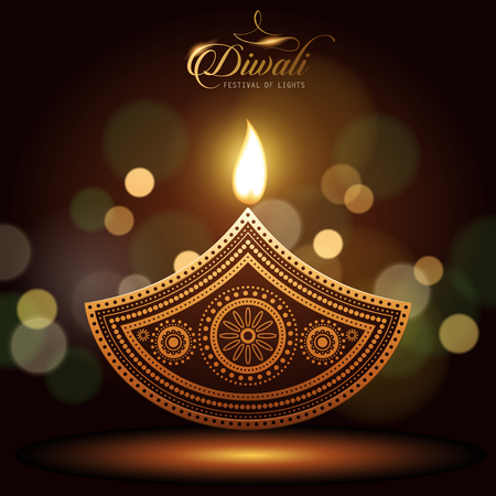 text happy diwali and candle decorations on dark backgroundの写真素材