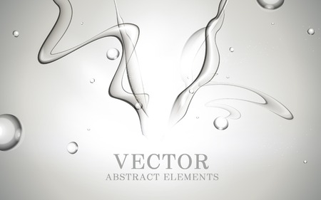 Abstract dynamic water, fresh splash water effects for design isolated on grey background, 3D illustrationのイラスト素材