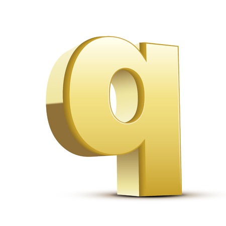 left tilt bronze letter Q, 3D illustration graphic isolated on white backgroundのイラスト素材