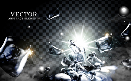 black ice eclipse and bright white light in the middle, transparent background, 3d illustrationのイラスト素材