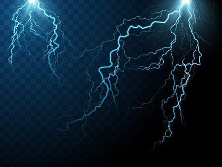 two streaks of lightning, special effect transparent background, 3d illustrationのイラスト素材
