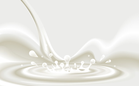 pouring milky white liquid element that provokes ripples, 3d illustrationのイラスト素材