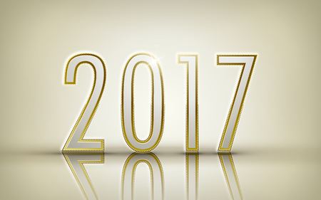 shiny words of number 2017, isolated white background