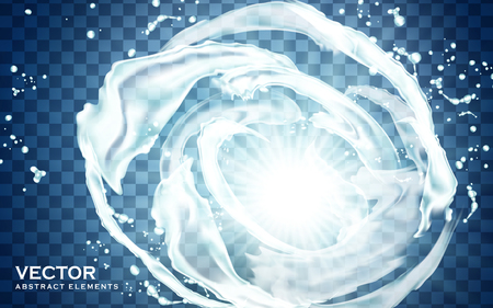 lighted white water flow ring, transparent background, 3d illustrationのイラスト素材