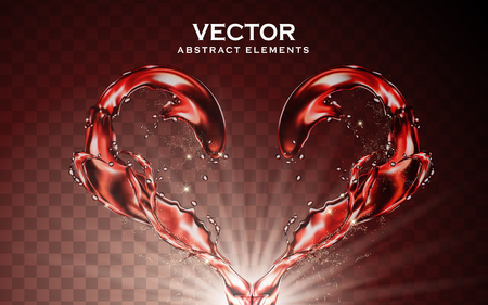 two red liquid splashes, isolated transparent background, 3d illustrationのイラスト素材