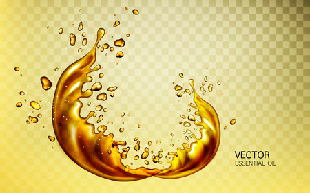 golden oil flow  element, isolated transparent background, 3d illustrationのイラスト素材