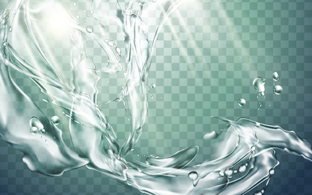 water flow elements, can be used as special effect, transparent background, 3d illustrationのイラスト素材