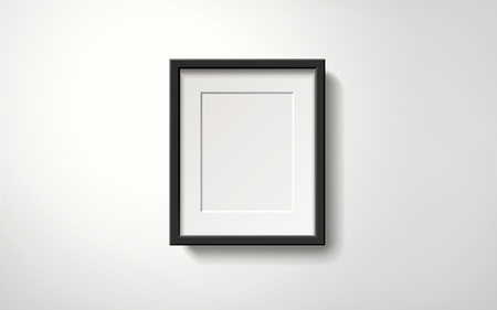 Isolated blank picture frame hanging on the wall, 3d illustration realistic styleのイラスト素材