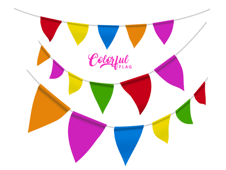 Colorful flags elements design, rainbow color flags for party or carnival usesのイラスト素材