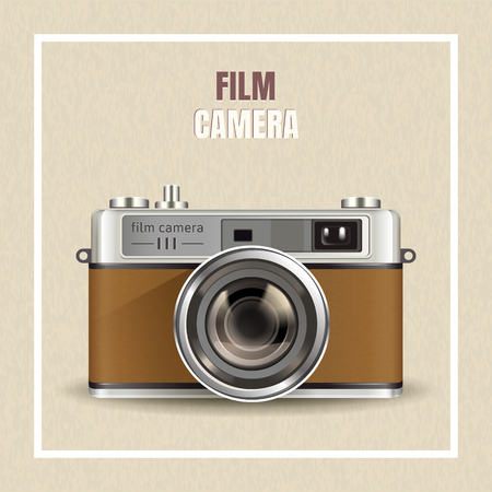 Retro film camera design, realistic camera in 3d illustration as design elementsのイラスト素材