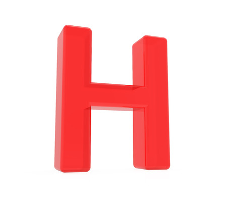 red letter H, 3D rendering graphic isolated on white backgroundの写真素材