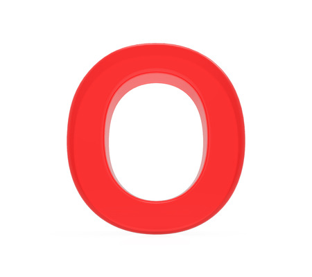 red letter O, 3D rendering graphic isolated on white backgroundの写真素材
