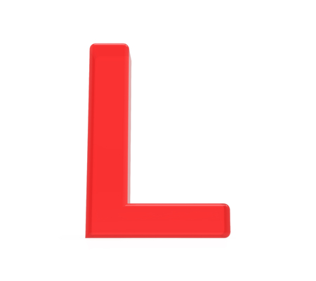 red letter L, 3D rendering graphic isolated on white backgroundの写真素材