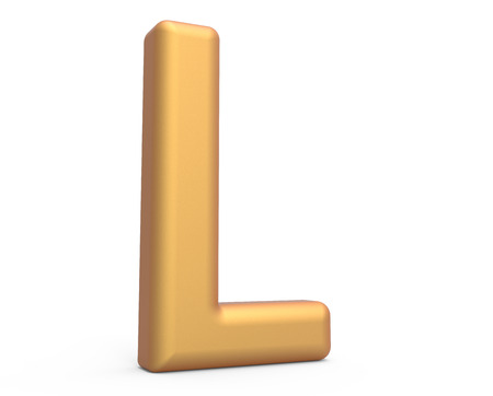 golden letter L, 3D rendering thin and tall alphabet in matte golden colorの写真素材