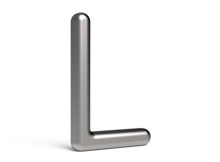 3D render metallic alphabet L, thin and glossy 3D font designの写真素材