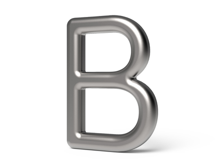 3D render metallic alphabet B, thin and glossy 3D font designの写真素材