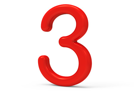 3D render red number 3, thin and plastic texture 3D figure designの写真素材