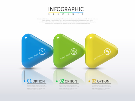 3D arrows infographic, plastic texture glossy arrows with different colors in 3d illustration, process conceptのイラスト素材