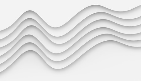 White wave paper background, curved reliefs or steps in 3d render