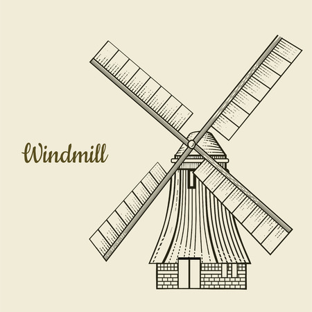 Retro windmill vector illustrationのイラスト素材
