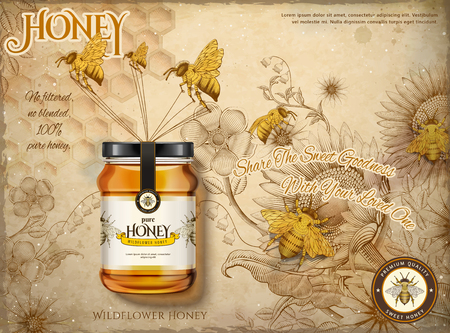 Wildflower honey ads design vector illustrationのイラスト素材