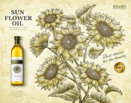 Sunflower oil ads design vector illustrationのイラスト素材