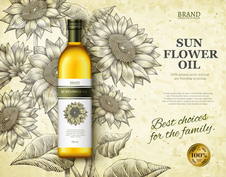 Sunflower oil ads design vector illustration